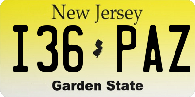 NJ license plate I36PAZ