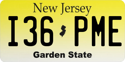 NJ license plate I36PME