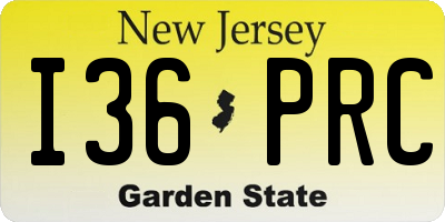 NJ license plate I36PRC