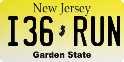 NJ license plate I36RUN