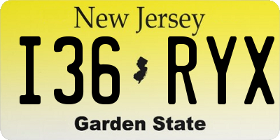 NJ license plate I36RYX