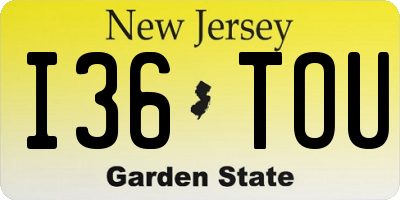 NJ license plate I36TOU