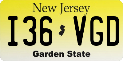 NJ license plate I36VGD