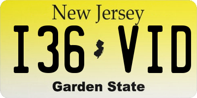 NJ license plate I36VID