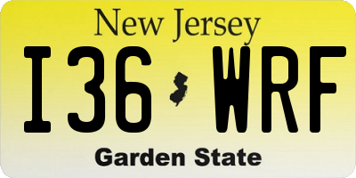 NJ license plate I36WRF