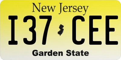 NJ license plate I37CEE