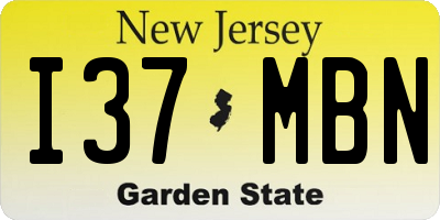 NJ license plate I37MBN