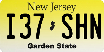 NJ license plate I37SHN