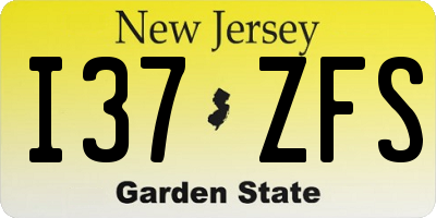 NJ license plate I37ZFS