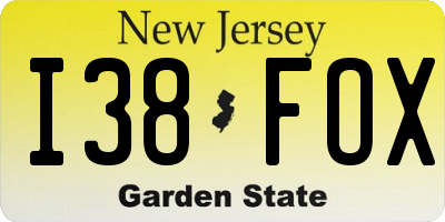 NJ license plate I38FOX