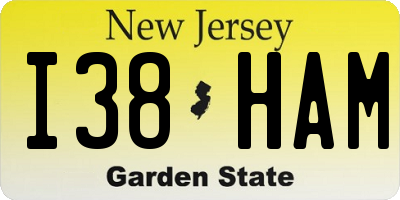 NJ license plate I38HAM