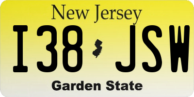 NJ license plate I38JSW