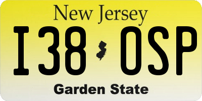 NJ license plate I38OSP