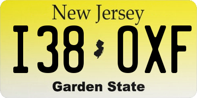NJ license plate I38OXF