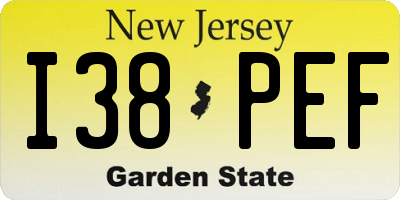 NJ license plate I38PEF