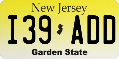 NJ license plate I39ADD