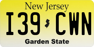 NJ license plate I39CWN