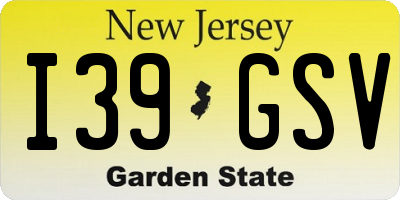NJ license plate I39GSV