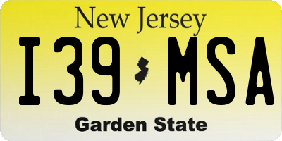 NJ license plate I39MSA