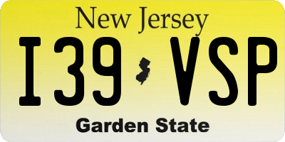 NJ license plate I39VSP