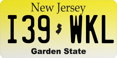 NJ license plate I39WKL