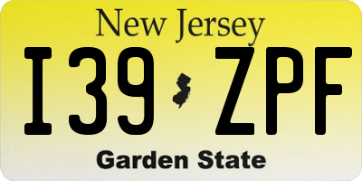 NJ license plate I39ZPF