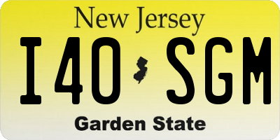 NJ license plate I40SGM