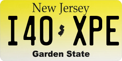NJ license plate I40XPE