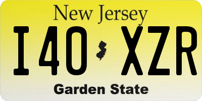 NJ license plate I40XZR