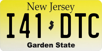 NJ license plate I41DTC