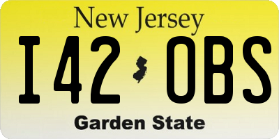 NJ license plate I42OBS
