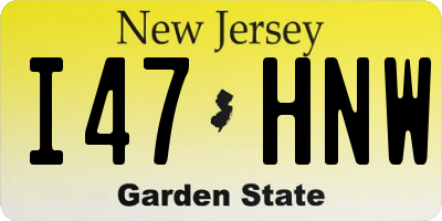 NJ license plate I47HNW