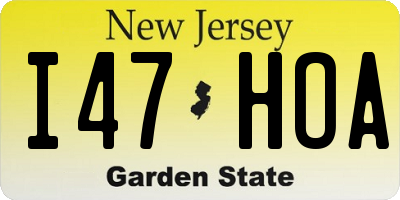 NJ license plate I47HOA