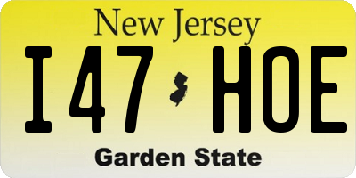 NJ license plate I47HOE