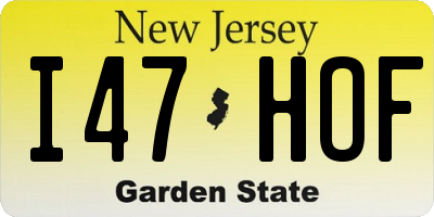 NJ license plate I47HOF