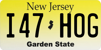 NJ license plate I47HOG