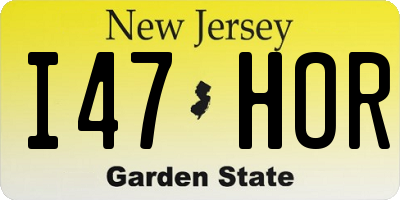 NJ license plate I47HOR