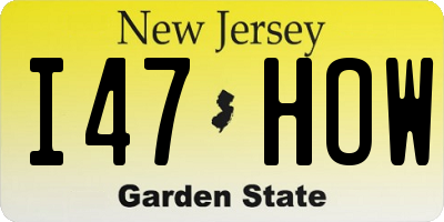 NJ license plate I47HOW