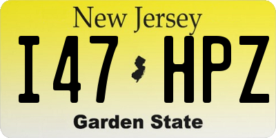 NJ license plate I47HPZ
