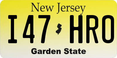 NJ license plate I47HRO