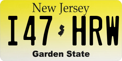 NJ license plate I47HRW