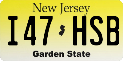 NJ license plate I47HSB