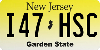 NJ license plate I47HSC
