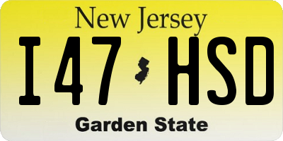 NJ license plate I47HSD