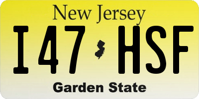 NJ license plate I47HSF