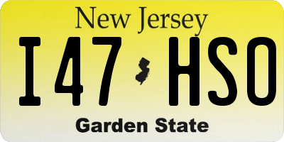 NJ license plate I47HSO