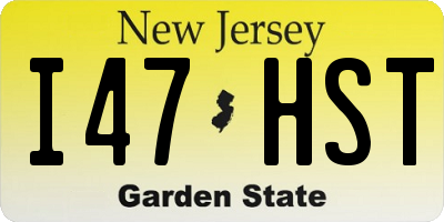 NJ license plate I47HST
