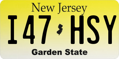 NJ license plate I47HSY