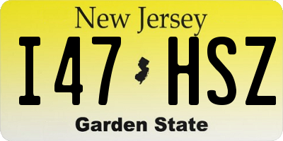 NJ license plate I47HSZ