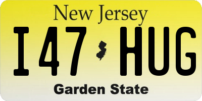 NJ license plate I47HUG
